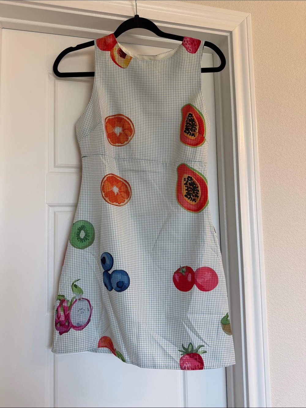 Girls White Fruit-Print A-Line Dress